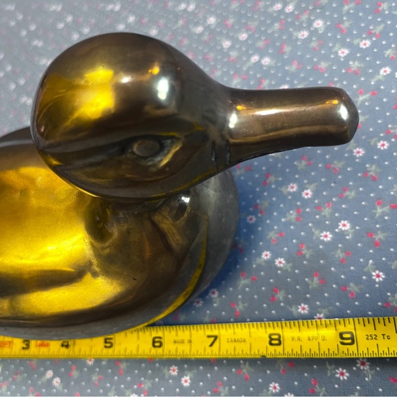 ⭐️⭐️Hand Crafted Vintage Solid Brass Duck Figurine Door Stop Aged Patina 9" - Picture 7 of 8